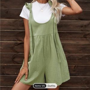 SHEIN Army Green Front-tie Romper Size Medium